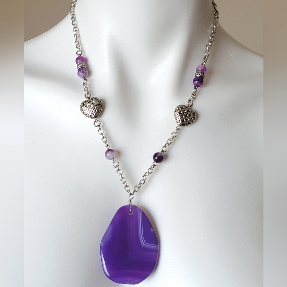 Purple Agate Statement Necklace